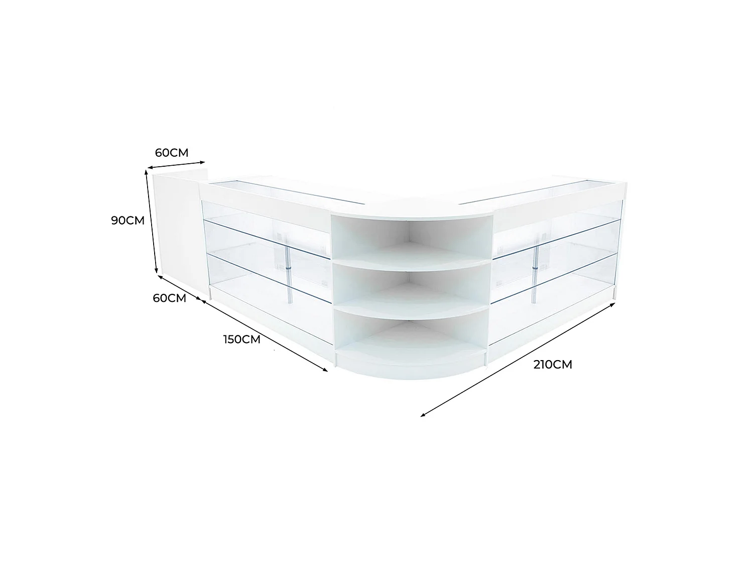 Astro LED-myymälätiskisarja LM60, TB60 ja 2 x K1500 - valkoinen