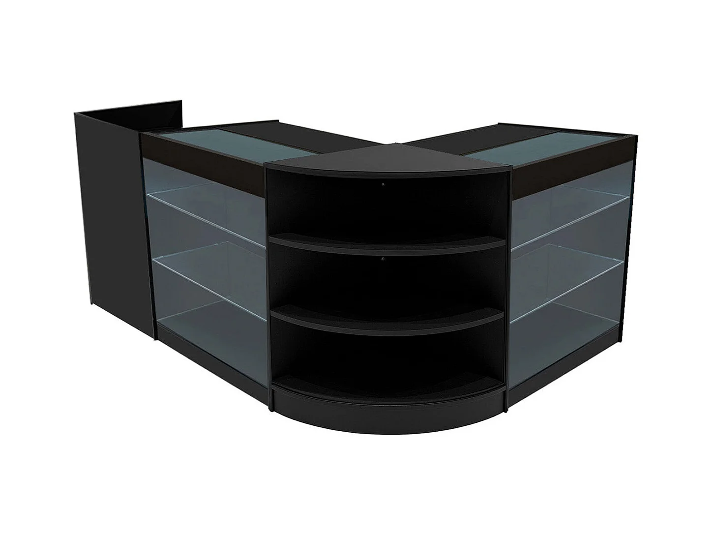 Set Mostradores Comerciales con Luz LED "ASTRO"  LM60 + 2xK900 + TB60 – Negro