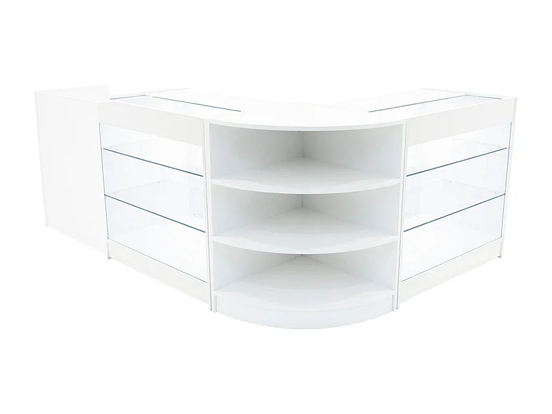 Set Mostradores Comerciales con Luz LED "ASTRO"  LM60 + 2xK900 + TB60 – Blanco