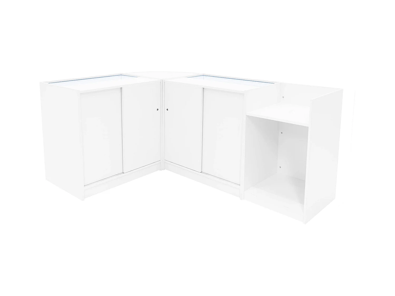 Set Mostradores Comerciales con Luz LED "ASTRO"  LM60 + 2xK900 + TB60 – Blanco