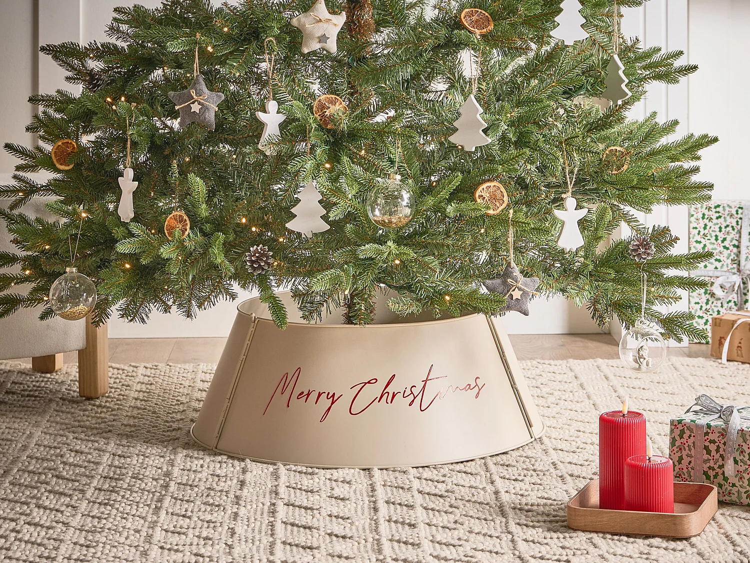 Jupe de sapin de Noël IMATRA Métal Beige 65 cm