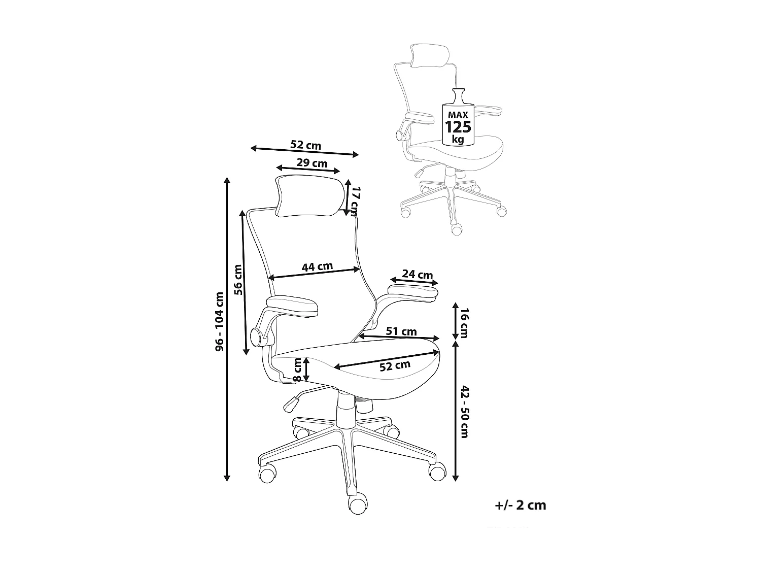 Chaise de bureau PALADIN Tissu Gris clair
