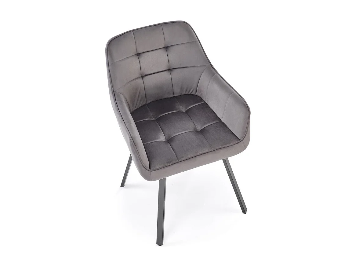 Chaise K588/Fonction pivotante/Revêtement velours et métal/Gris