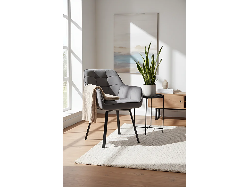 Stuhl K588/Drehfunktion/Samtstoffbezug&Metall/Grau