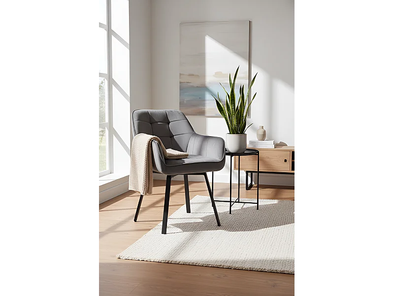 Stuhl K588/Drehfunktion/Samtstoffbezug&Metall/Grau