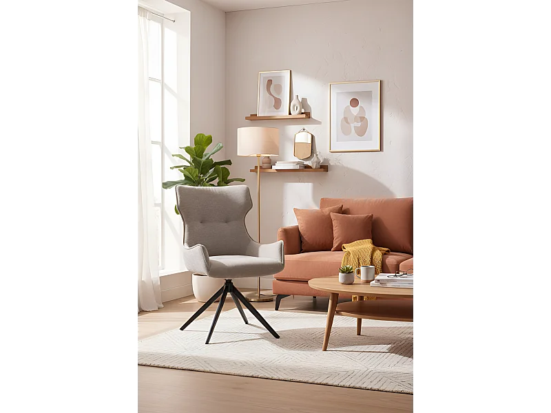 Stuhl K573/Drehfunktion/Stoffbezug&Metall/ Beige