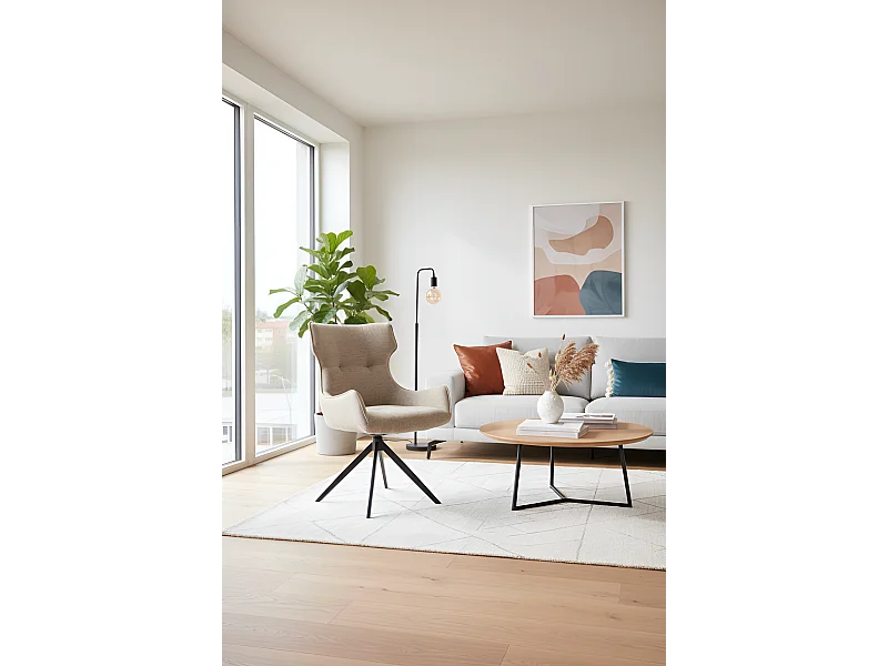 Chaise K573/Fonction pivotante/Revêtement tissu et métal/Beige