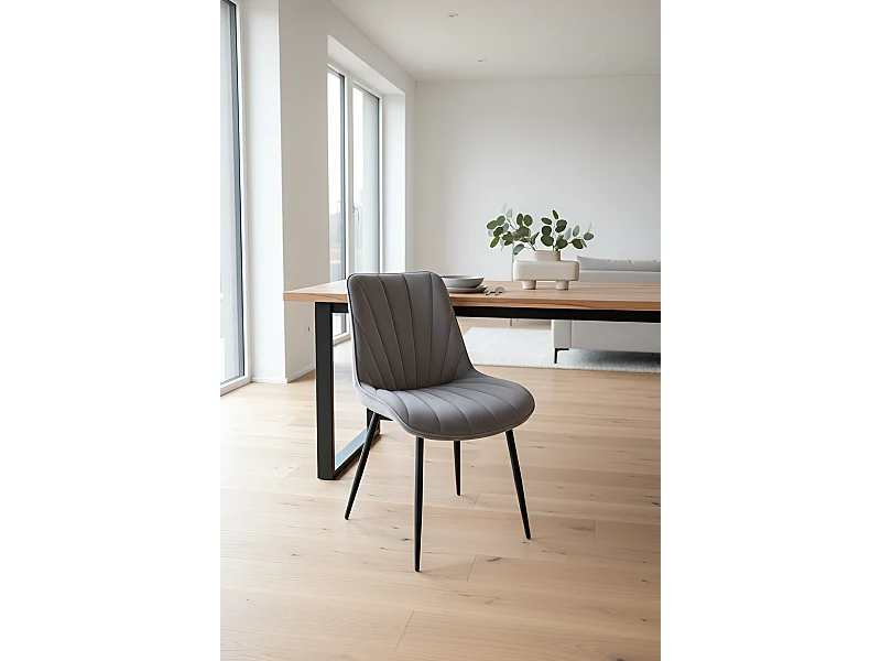 Sedia K589/Rivestimento in tessuto di velluto e metallo/Grigio