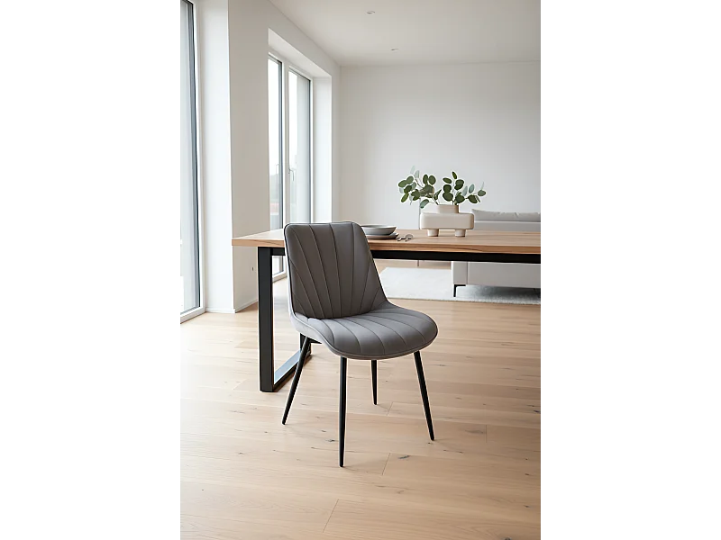 Stuhl K589/Samtstoffbezug&Metall/ Grau