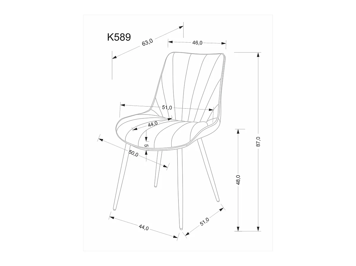 Sedia K589/Rivestimento in tessuto di velluto e metallo/Beige