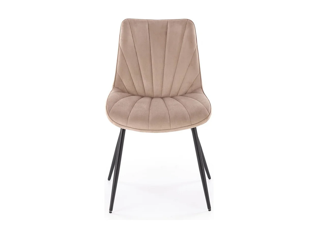 Sedia K589/Rivestimento in tessuto di velluto e metallo/Beige