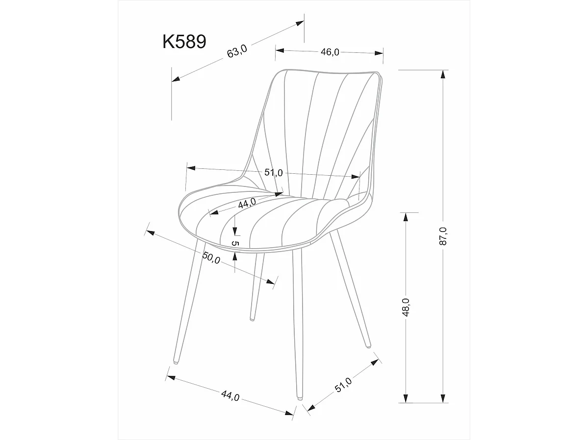Sedia K589/Rivestimento in tessuto di velluto e metallo/Beige