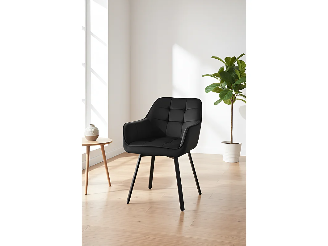 Stuhl K588/Drehfunktion/Samtstoffbezug&Metall/Schwarz