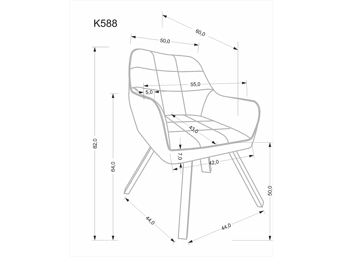 Stuhl K588/Drehfunktion/Samtstoffbezug&Metall/Schwarz