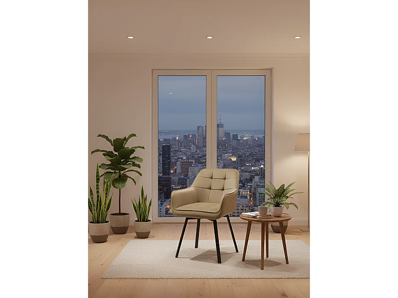 Chaise K588/Fonction pivotante/Revêtement velours et métal/Beige