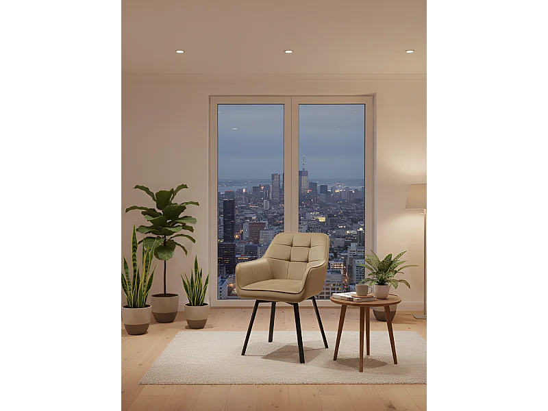 Chaise K588/Fonction pivotante/Revêtement velours et métal/Beige