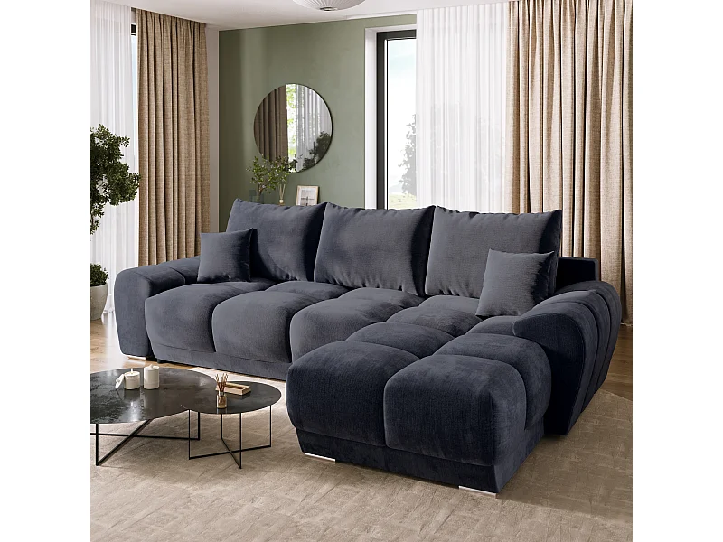 Canapé d'angle convertible en forme de L NUBES 290x180x85 cm anthracite