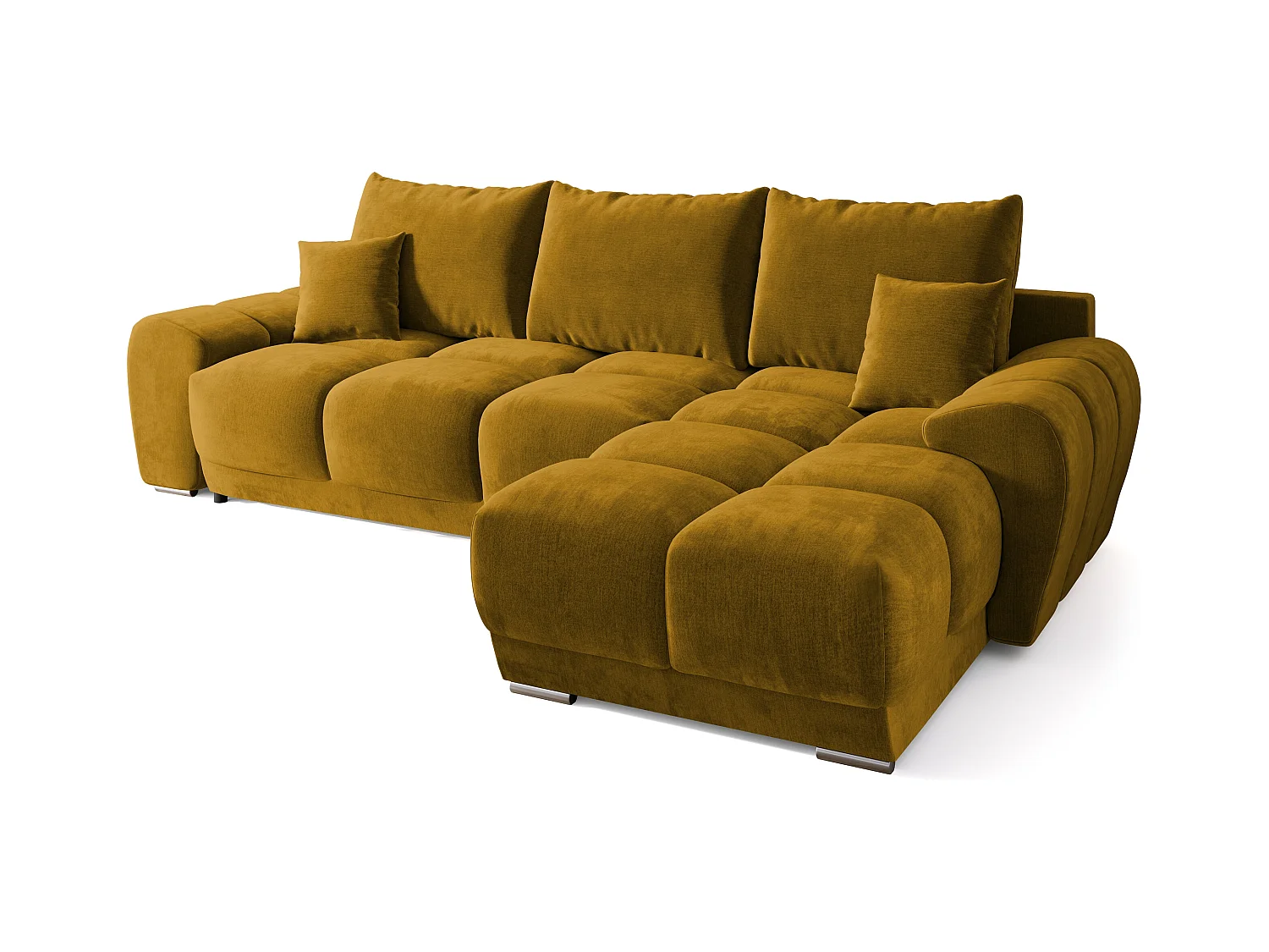 Canapé d'angle convertible en forme de L NUBES 290x180x85 cm moutarde