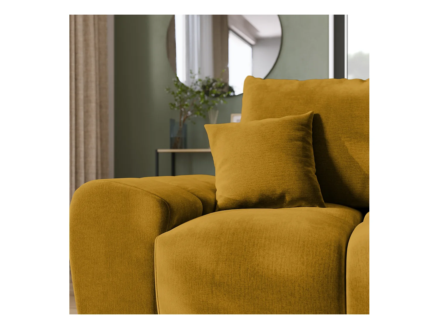 Canapé d'angle convertible en forme de L NUBES 290x180x85 cm moutarde