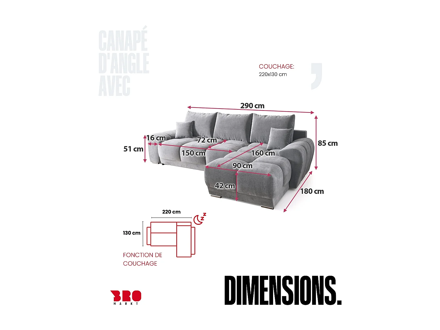 Canapé d'angle convertible en forme de L NUBES 290x180x85 cm moutarde