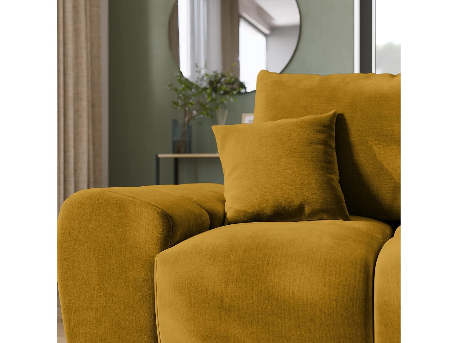 Canapé d'angle convertible en forme de L NUBES 290x180x85 cm moutarde