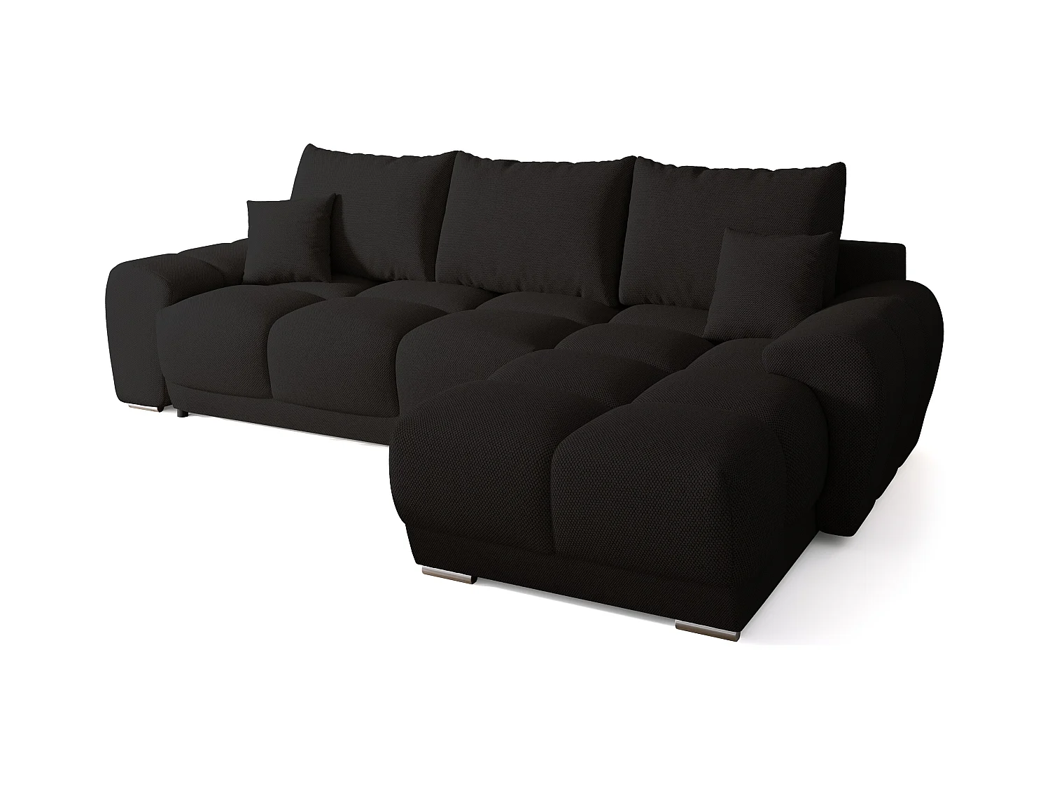 Canapé d'angle convertible en forme de L NUBES 290x180x85 cm noir