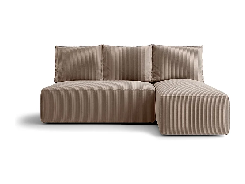ECKSOFA mit Schlaffunktion SAVIO MINI Poso 02 Hellbraun Rechts L-Form Sofa mit Stauraum Bettkasten Wohnzimmersofa Couch Sofa Bettsofa Bettkasten Bettcouch