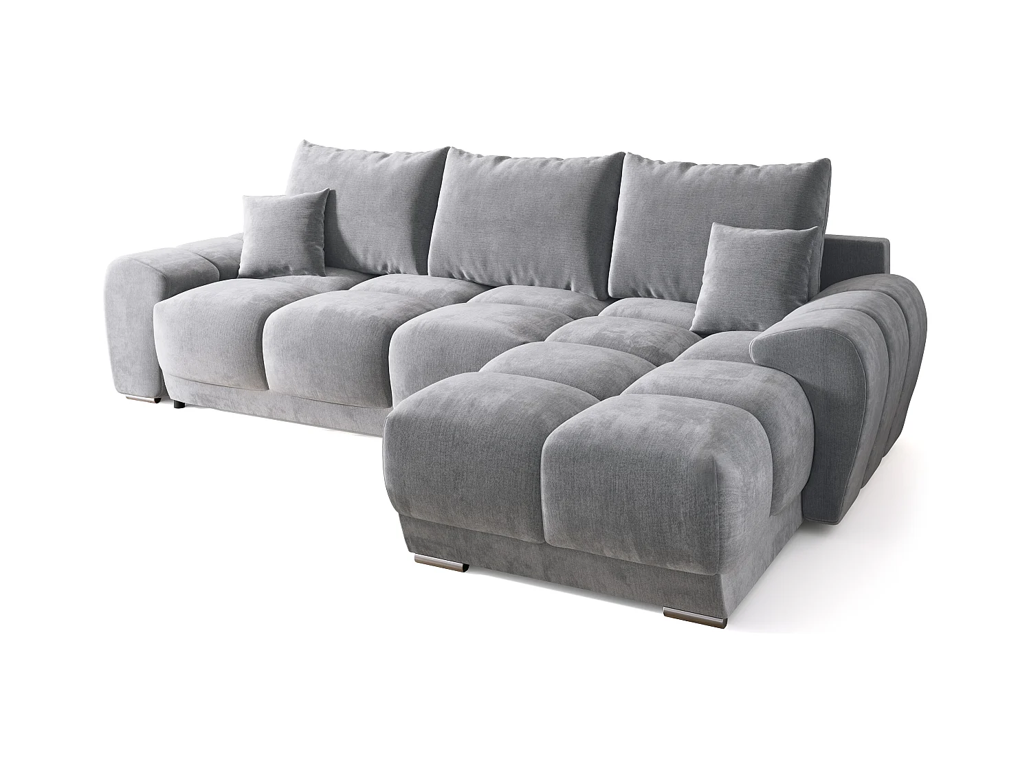 Canapé d'angle convertible en forme de L NUBES 290x180x85 cm gris clair
