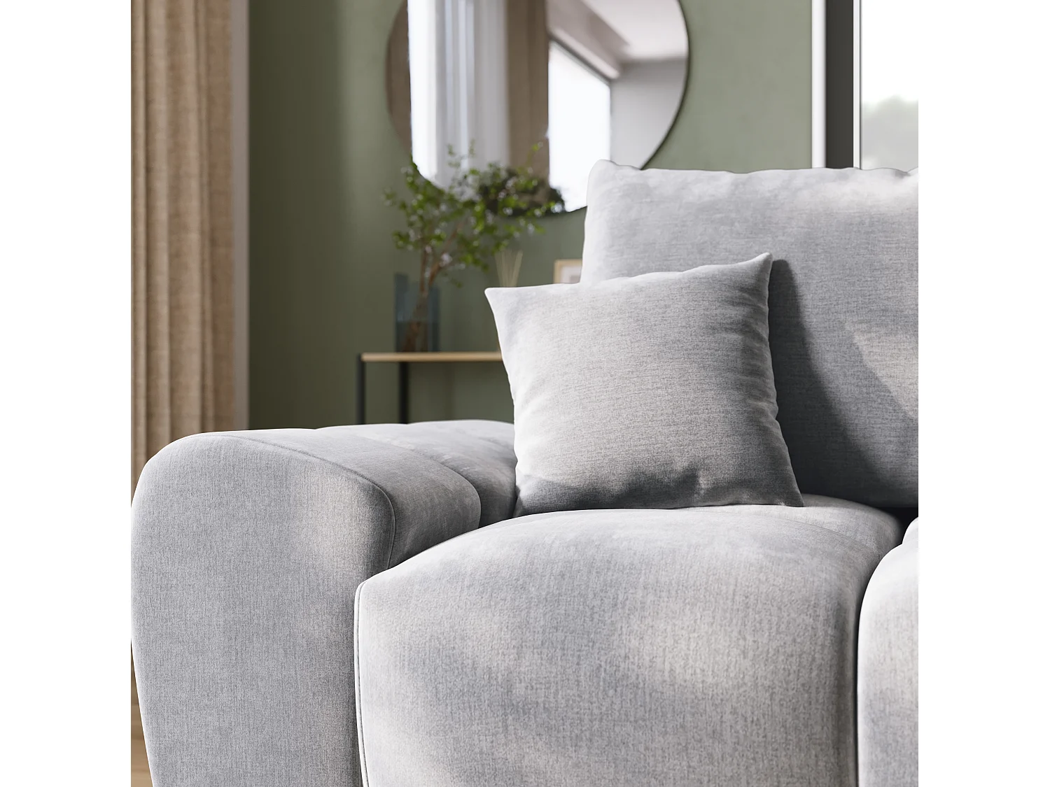 Canapé d'angle convertible en forme de L NUBES 290x180x85 cm gris clair