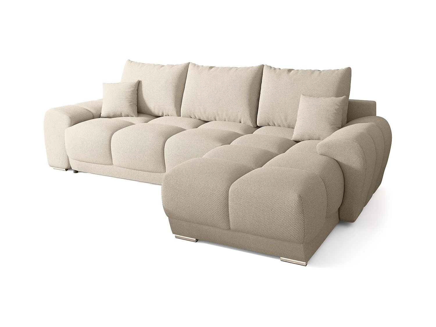 Canapé d'angle convertible en forme de L NUBES 290x180x85 cm beige