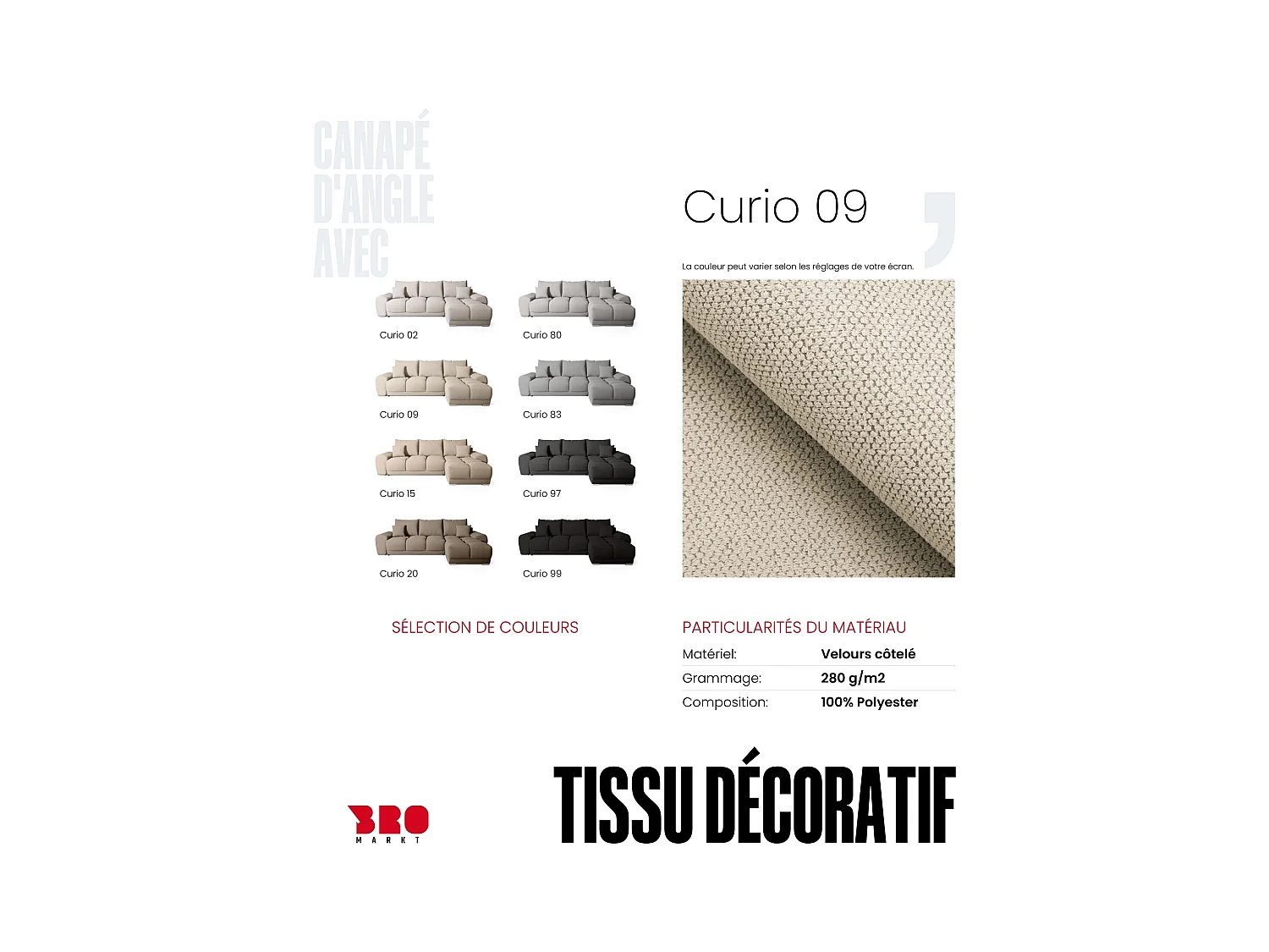 Canapé d'angle convertible en forme de L NUBES 290x180x85 cm beige