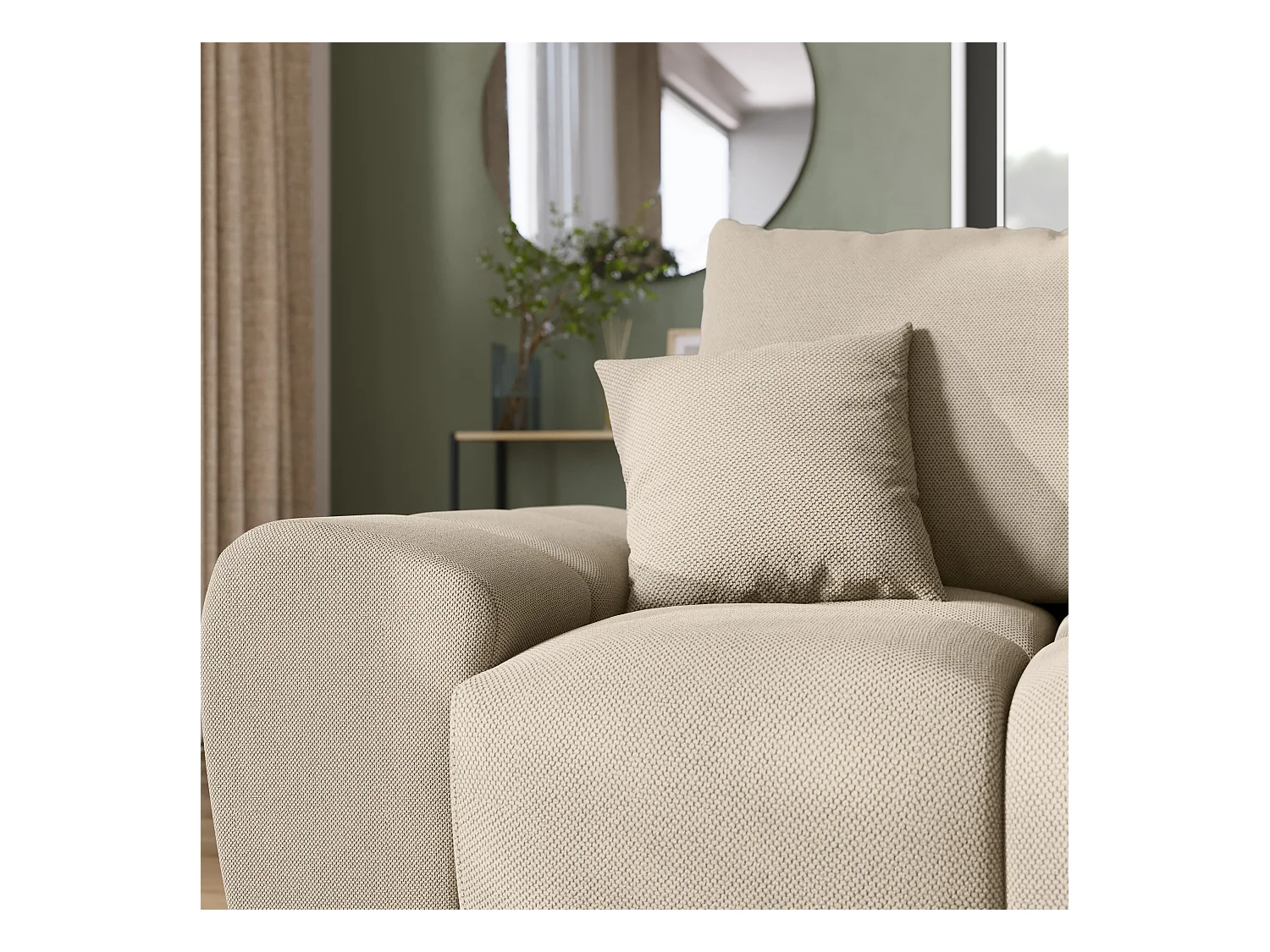 Canapé d'angle convertible en forme de L NUBES 290x180x85 cm beige