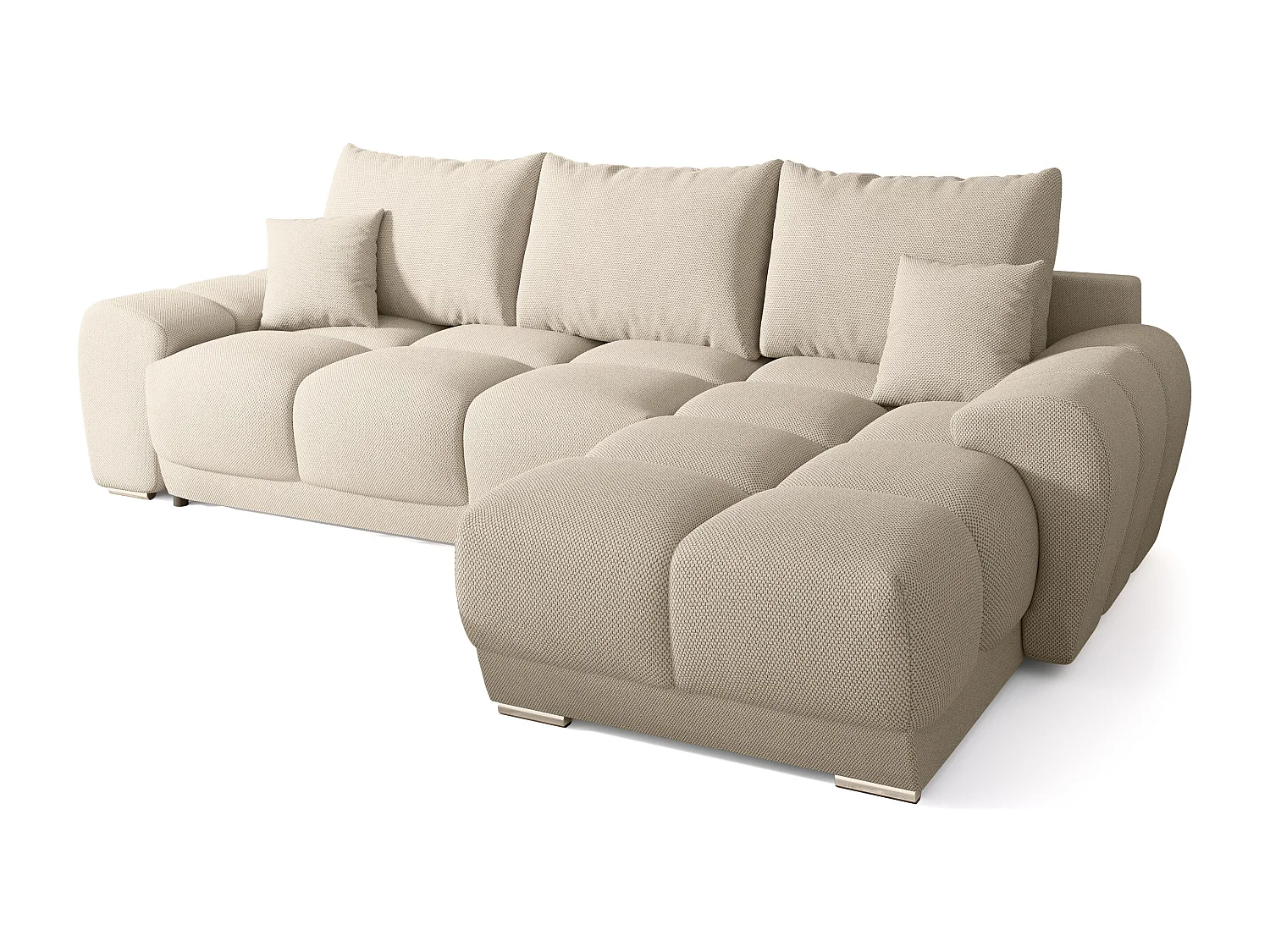 Canapé d'angle convertible en forme de L NUBES 290x180x85 cm beige