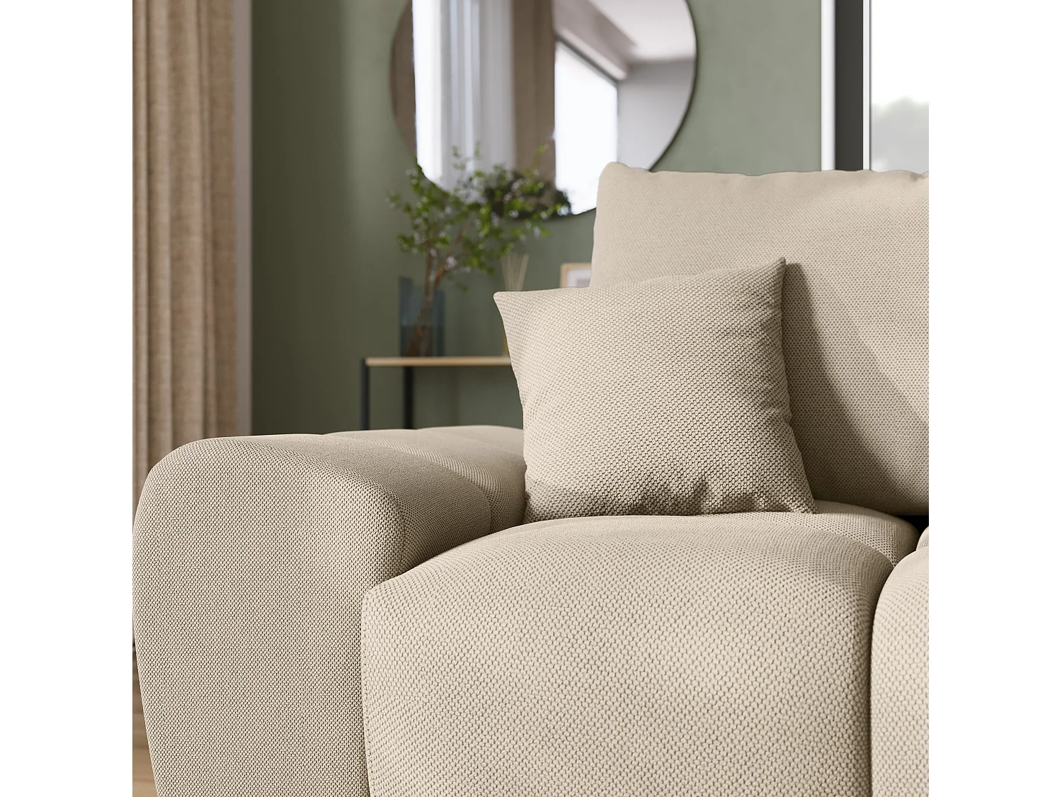 Canapé d'angle convertible en forme de L NUBES 290x180x85 cm beige