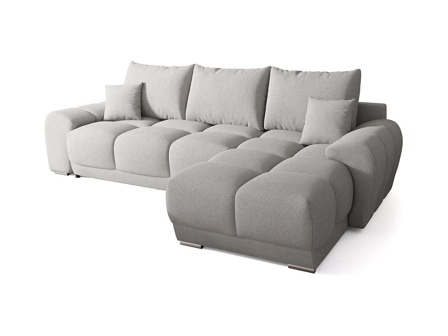 Canapé d'angle convertible en forme de L NUBES 290x180x85 cm gris clair