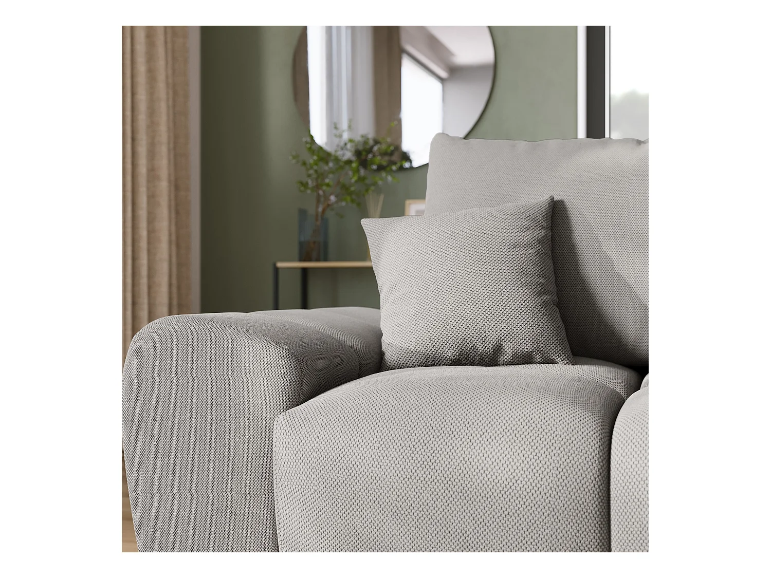 Canapé d'angle convertible en forme de L NUBES 290x180x85 cm gris clair