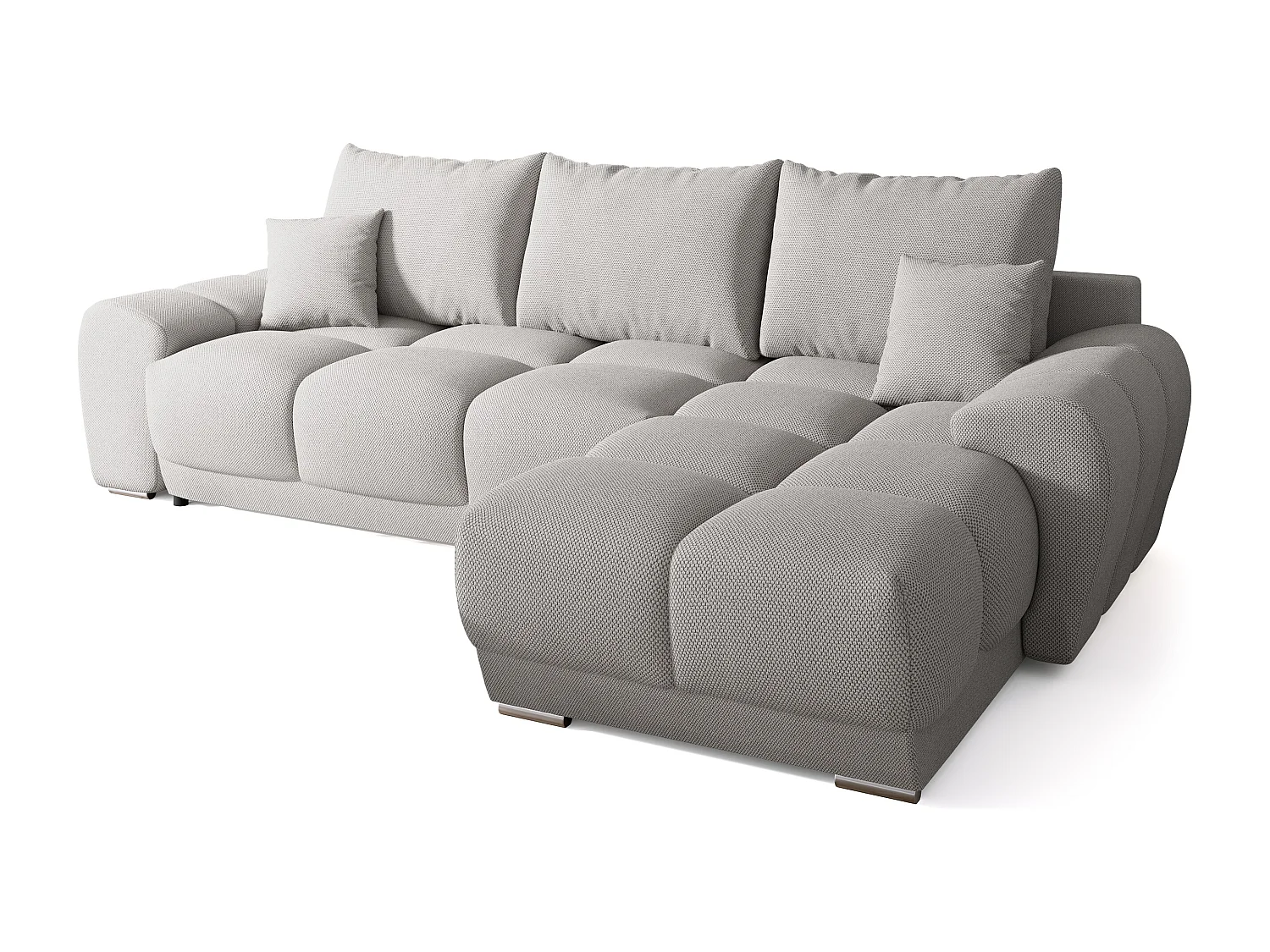 Canapé d'angle convertible en forme de L NUBES 290x180x85 cm gris clair