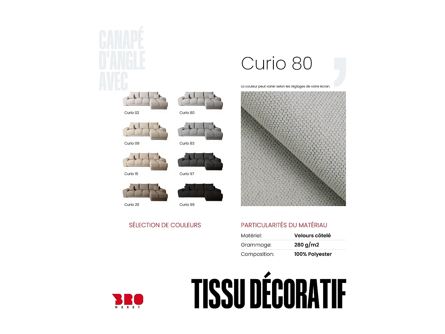 Canapé d'angle convertible en forme de L NUBES 290x180x85 cm gris clair