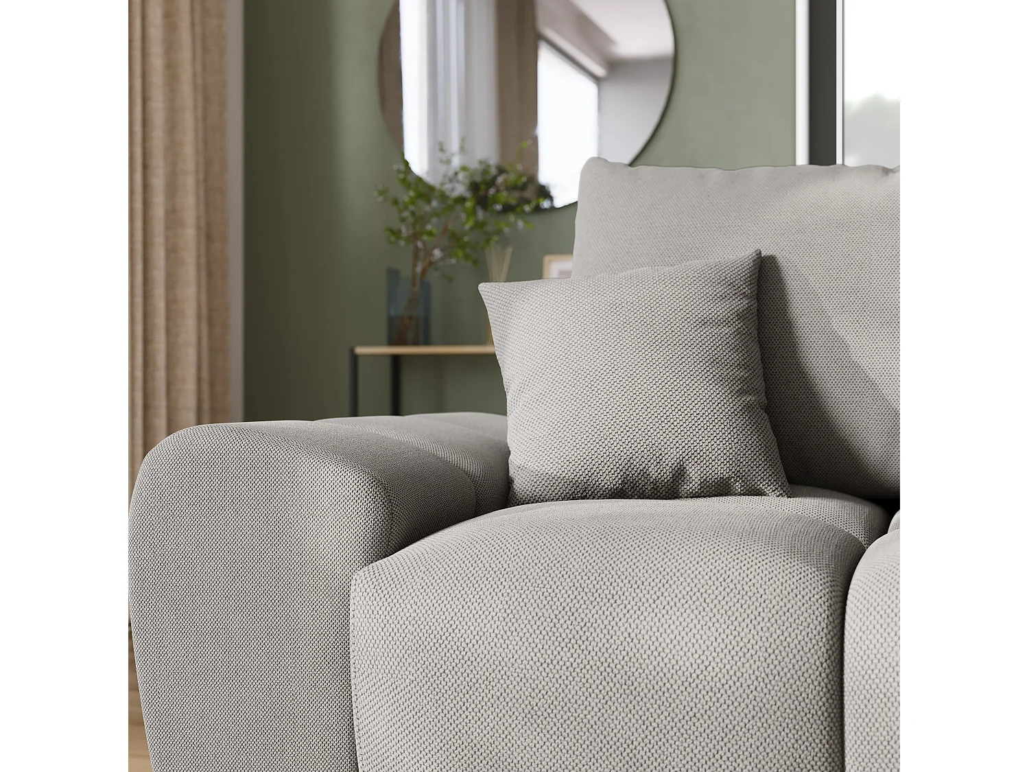 Canapé d'angle convertible en forme de L NUBES 290x180x85 cm gris clair