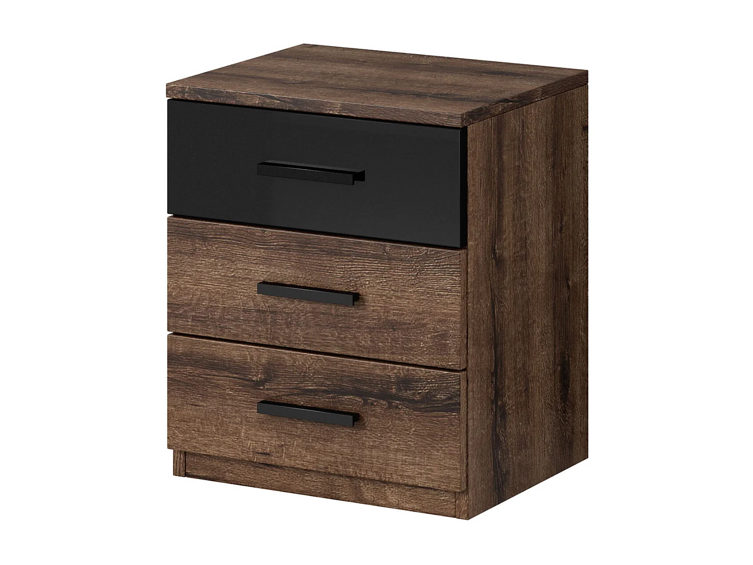 NACHTTISCH 2er-Set Granada Monastery Eiche / Schwarz Hochglanz 47 / 42 / 56 cm