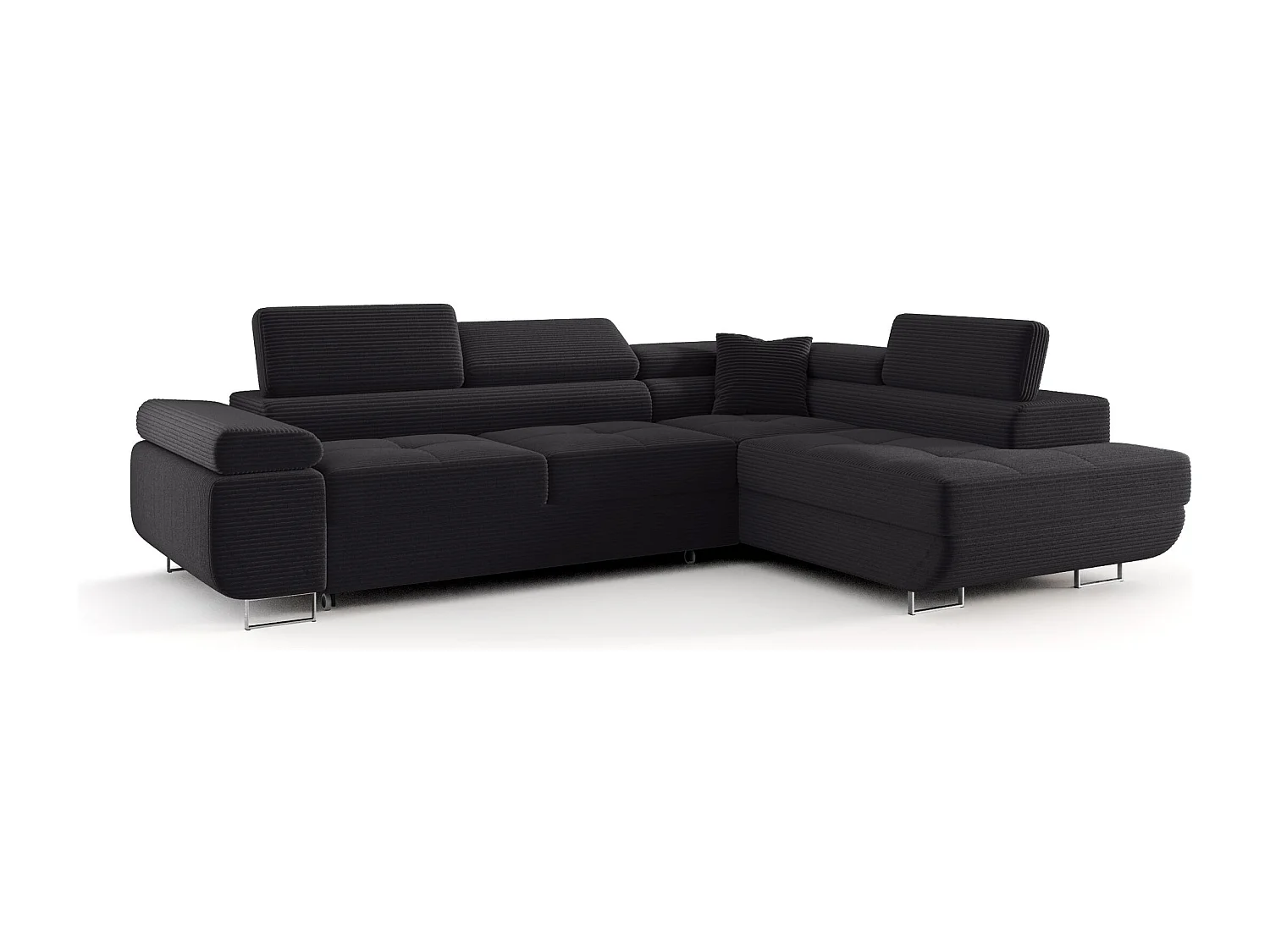 ECKSOFA EMILY mit Schlaffunktion Poso 34 Dunkelgrau Rechts L-Form Sofa mit Stauraum Bettkasten Wohnzimmersofa Couch Sofa Bettsofa Bettkasten Bettcouch