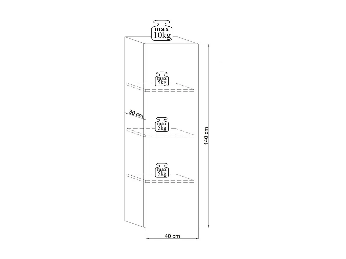 HÄNGESCHRANK Vivio 40 / 30 / 140cm
