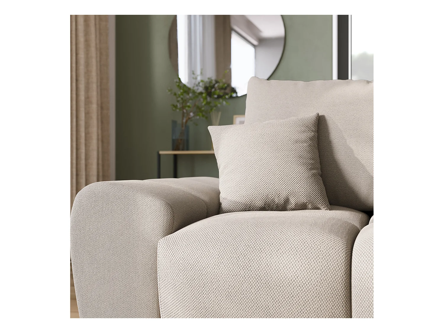 Canapé d'angle convertible en forme de L NUBES 290x180x85 cm beige clair