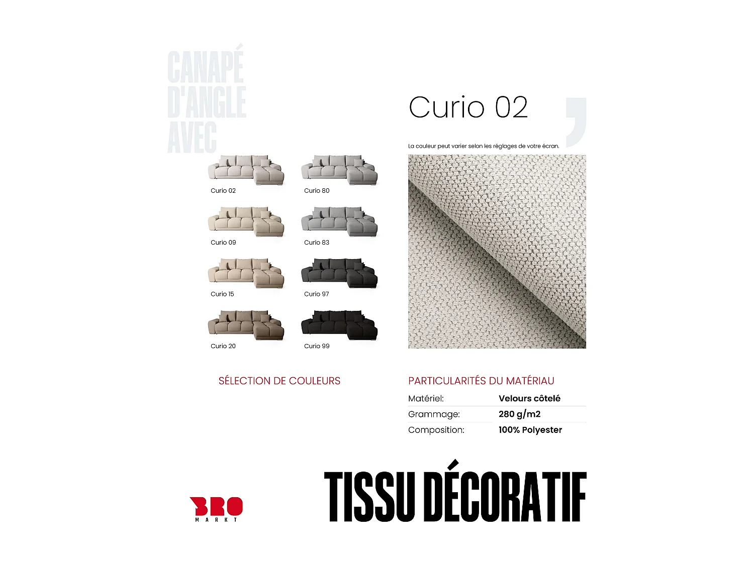 Canapé d'angle convertible en forme de L NUBES 290x180x85 cm beige clair