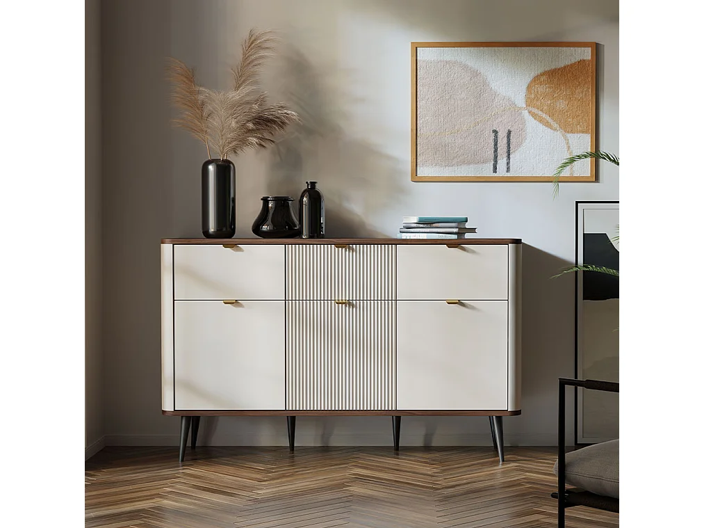 KOMMODE Marly Kaschmir / Walnuss 130 / 40 / 82cm