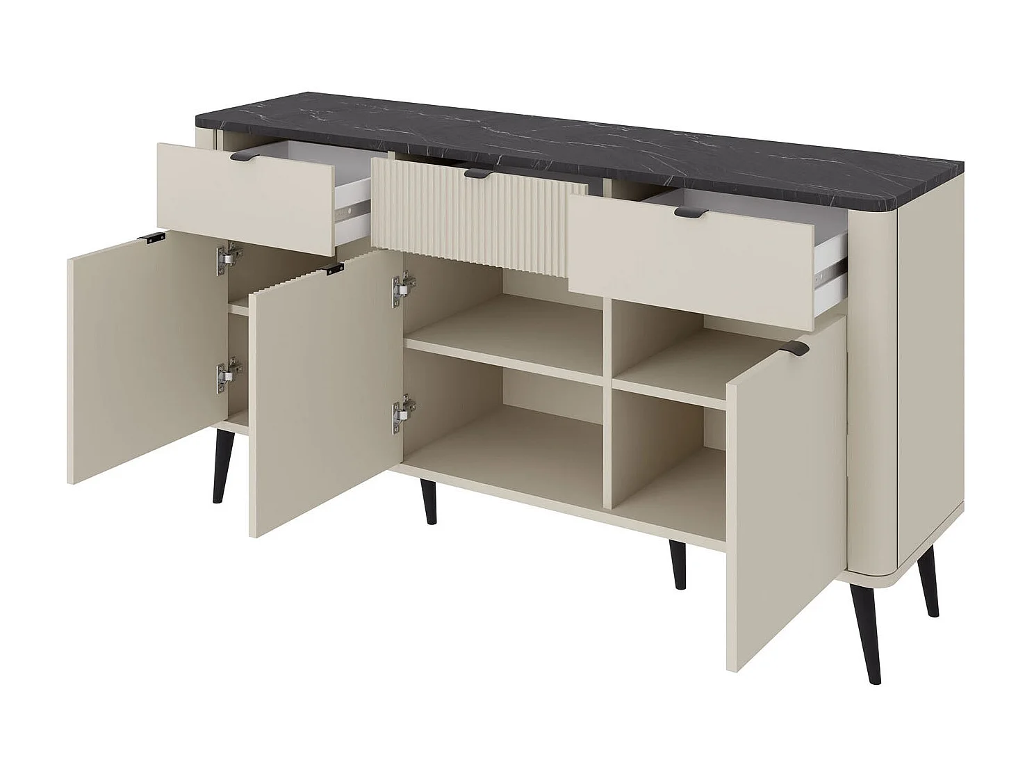 KOMMODE Marly Kaschmir / Walnuss 130 / 40 / 82cm