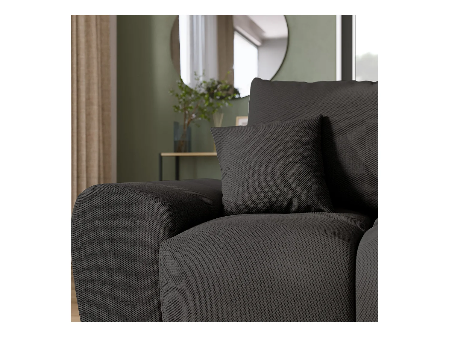 Canapé d'angle convertible en forme de L NUBES 290x180x85 cm graphite