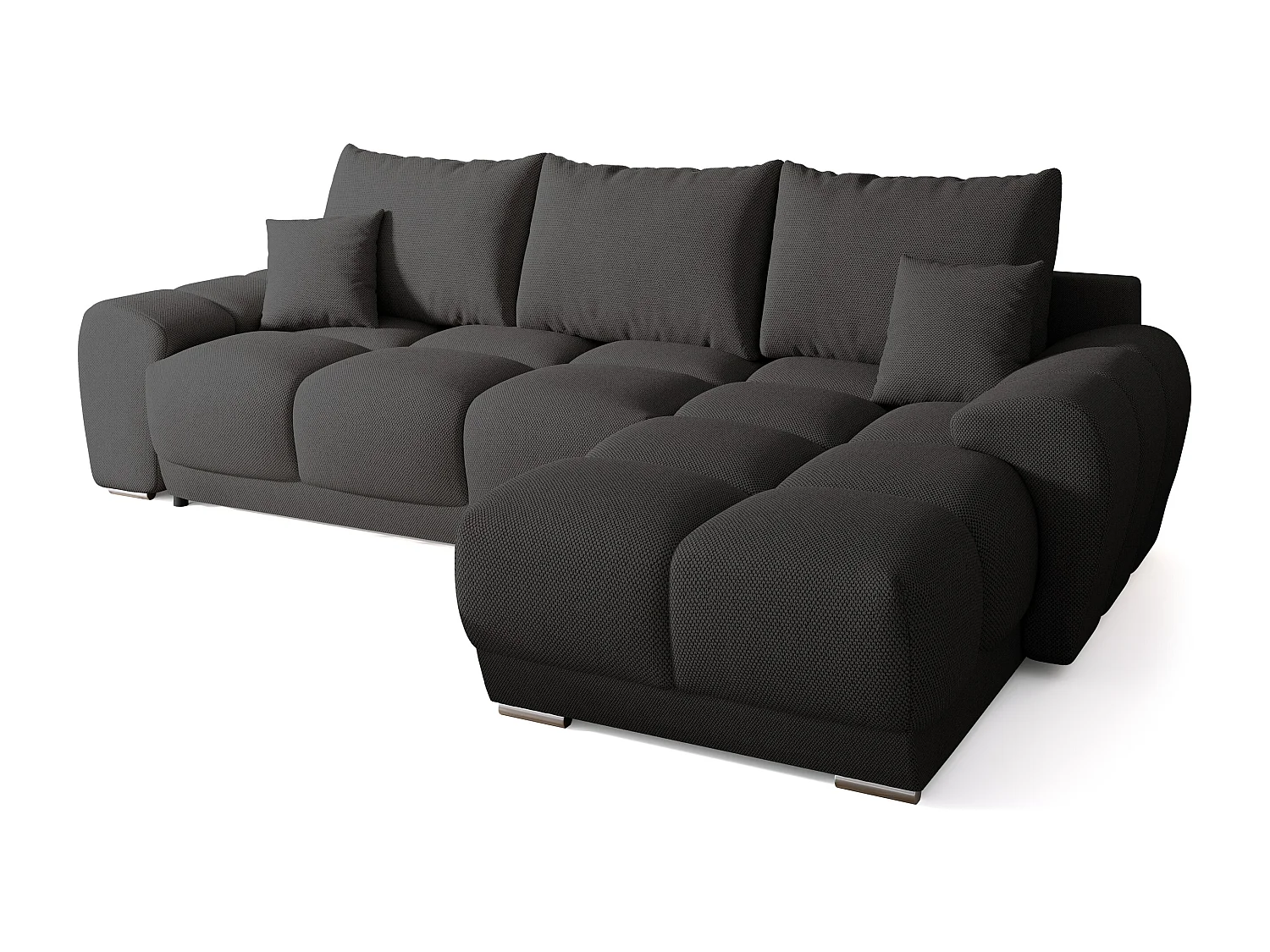 Canapé d'angle convertible en forme de L NUBES 290x180x85 cm graphite
