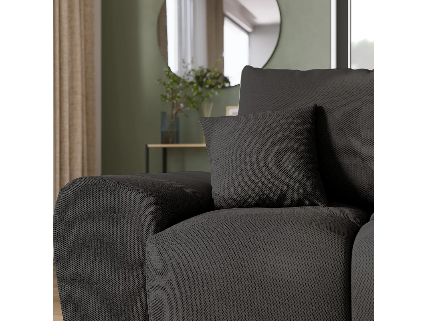 Canapé d'angle convertible en forme de L NUBES 290x180x85 cm graphite