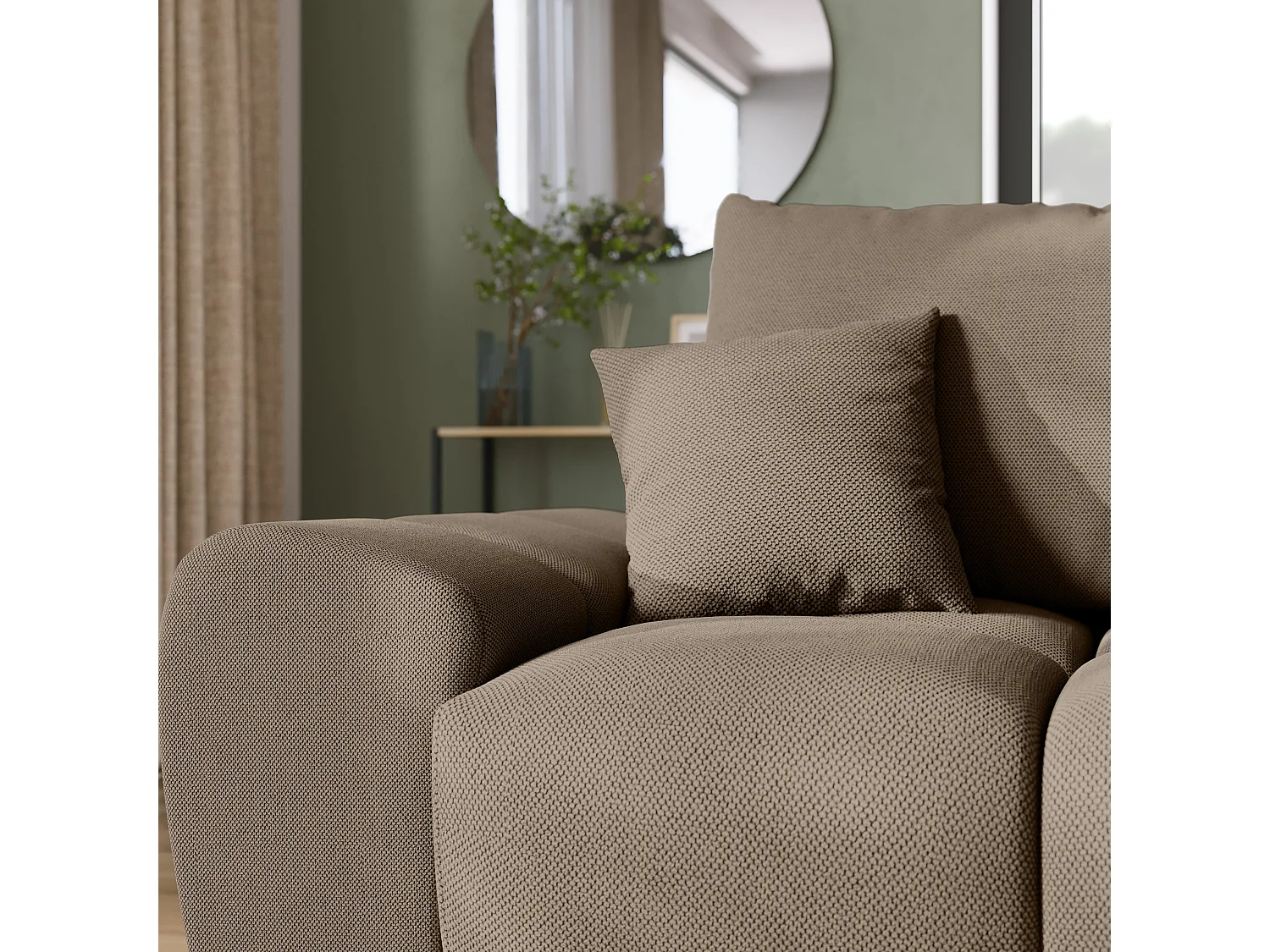 Canapé d'angle convertible en forme de L NUBES 290x180x85 cm marron